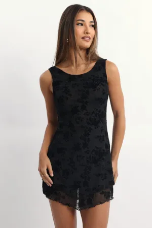 Black Mini Dress Burn Out
