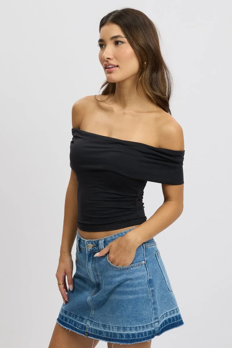 Black Off Shoulder Top Jersey