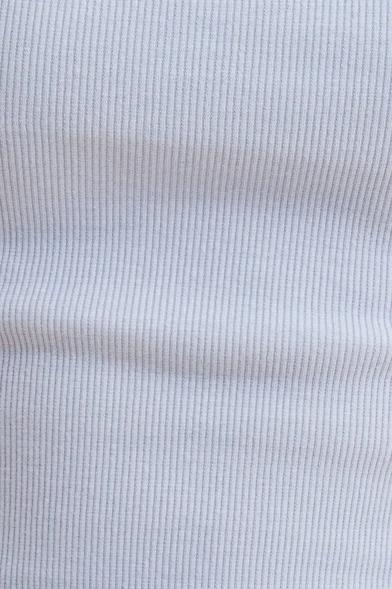 Blue Crop Tank Square Neck Cotton Blend Rib