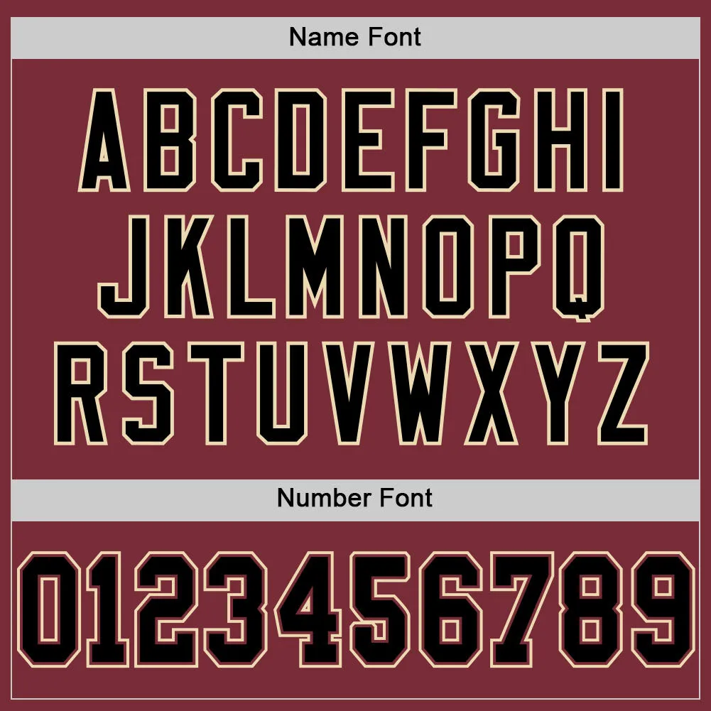 Custom Burgundy Black-Cream Mesh Authentic Football Jersey
