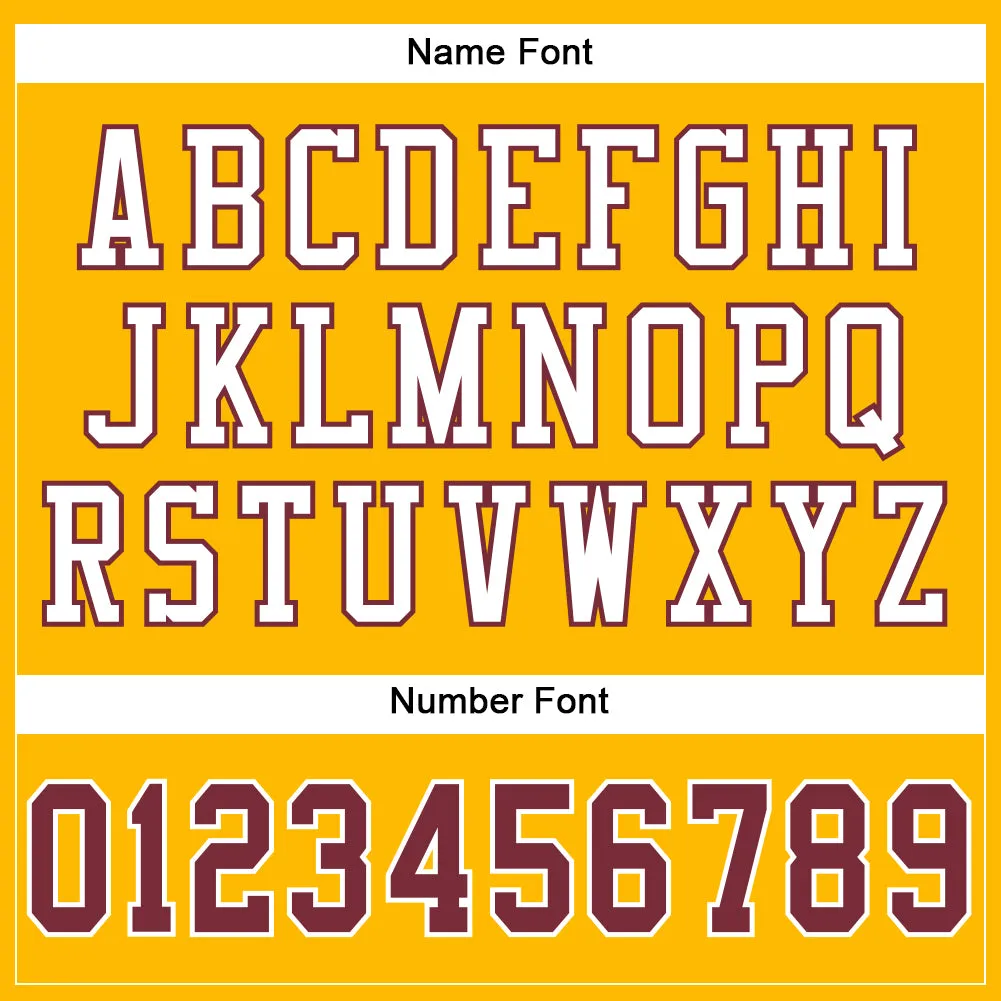 Custom Gold Burgundy-White Mesh Authentic Football Jersey