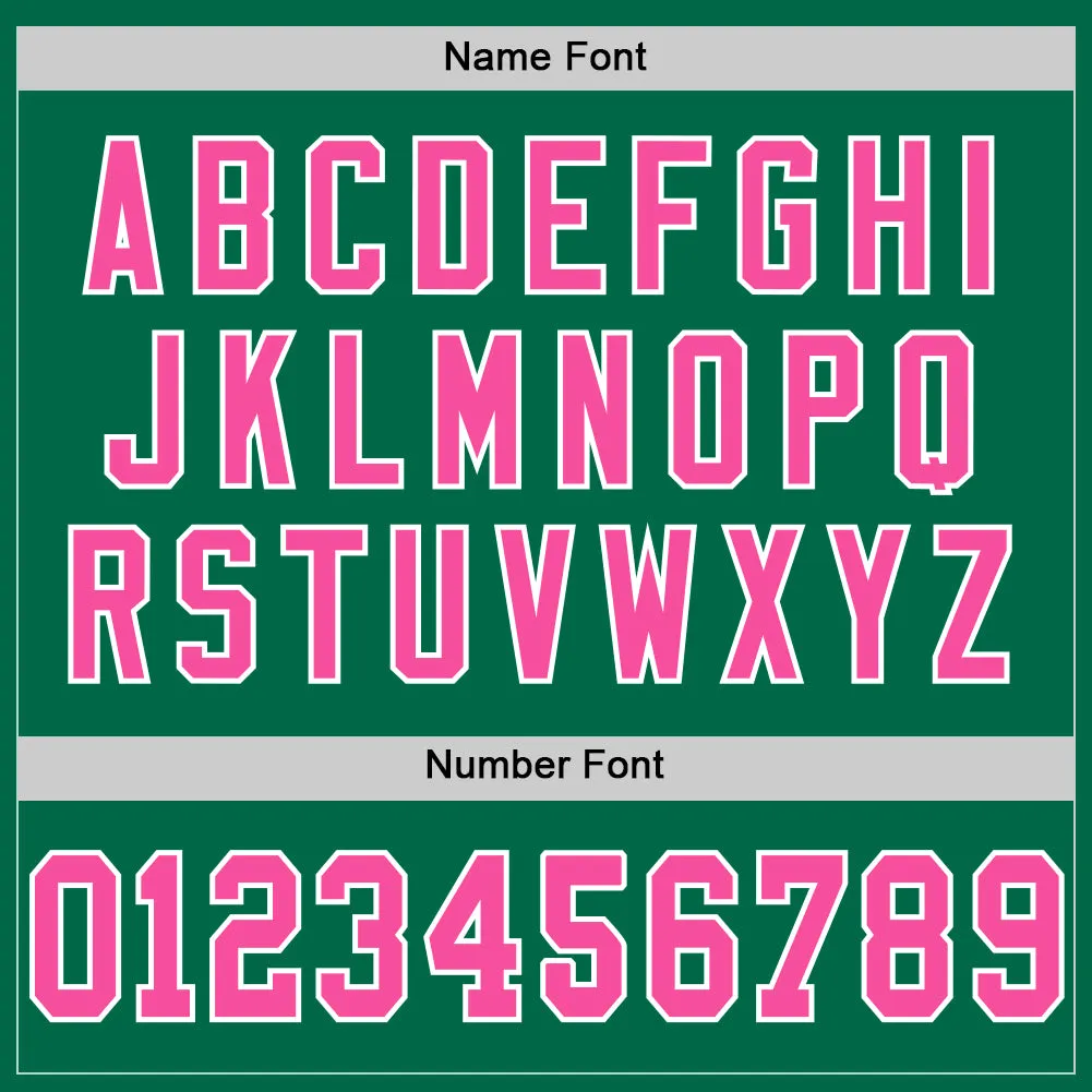 Custom Kelly Green Pink-White Mesh Authentic Throwback Football Jersey