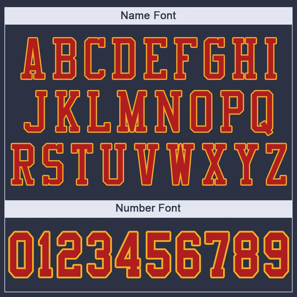 Custom Navy Scarlet-Gold Mesh Authentic Football Jersey