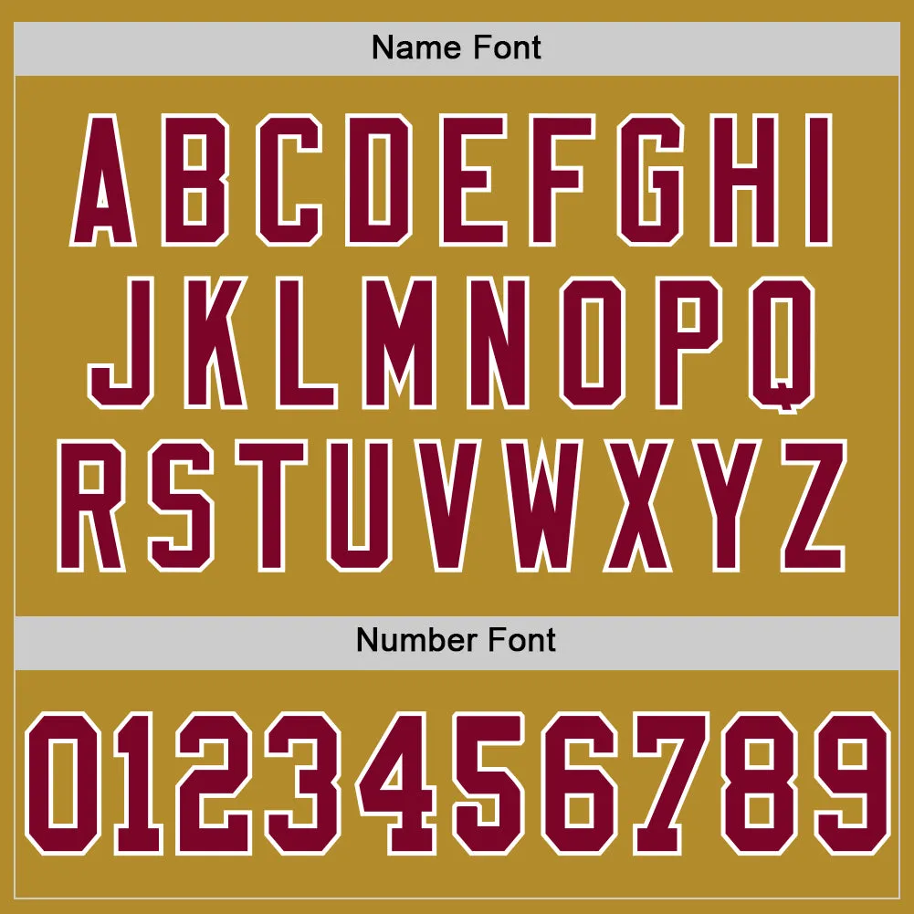 Custom Old Gold Maroon-White Mesh Authentic Throwback Football Jersey