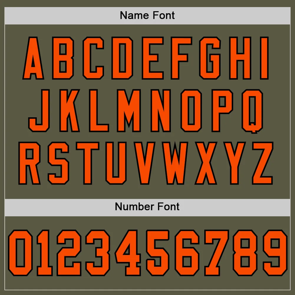 Custom Olive Orange-Black Mesh Authentic Throwback Salute To Service Football Jersey