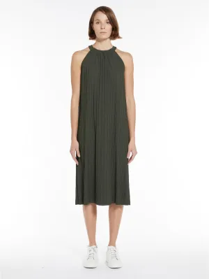 Dress American Neck in Jersey Plissé Verde