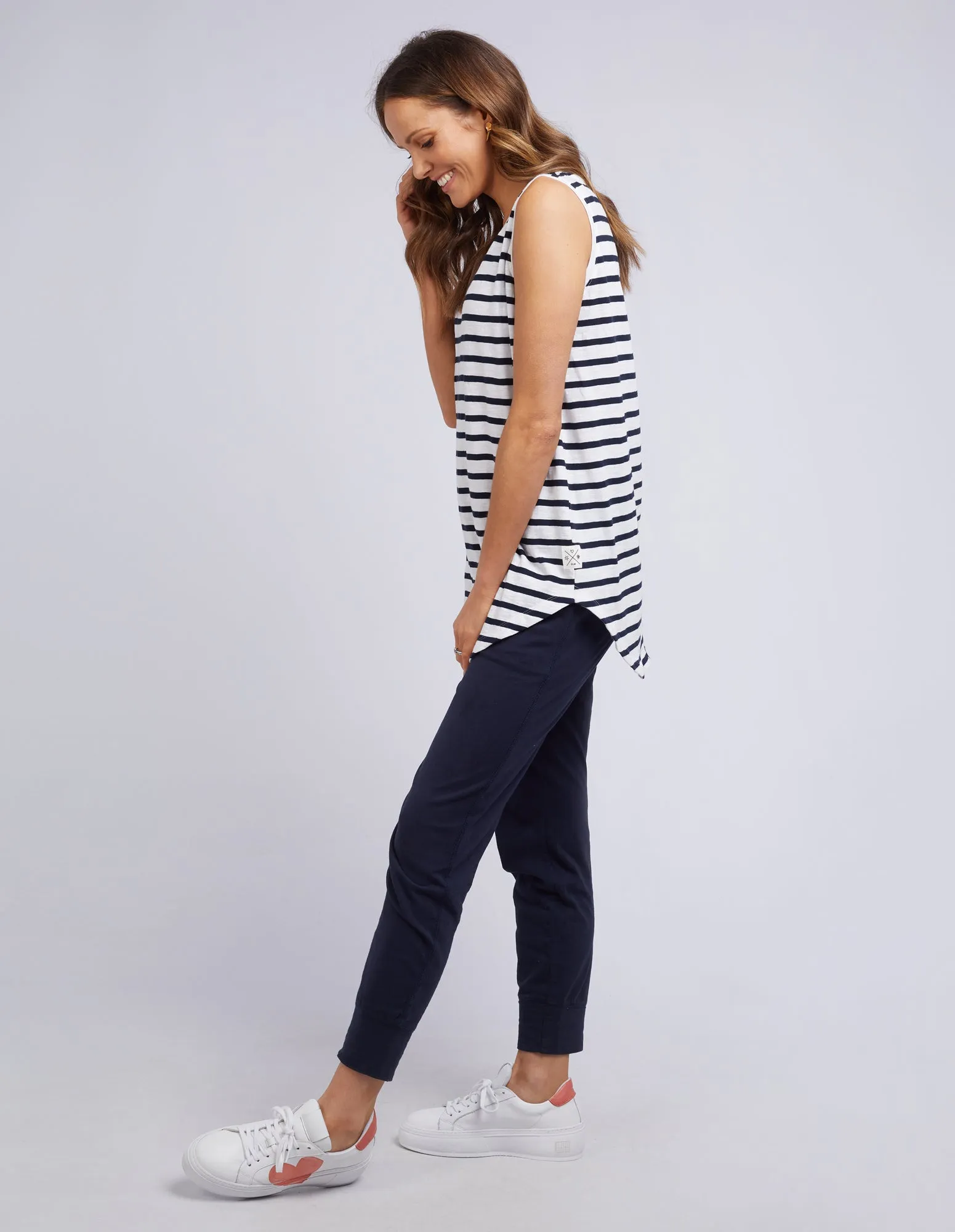 Elm Scoop Tank White & Navy Stripe
