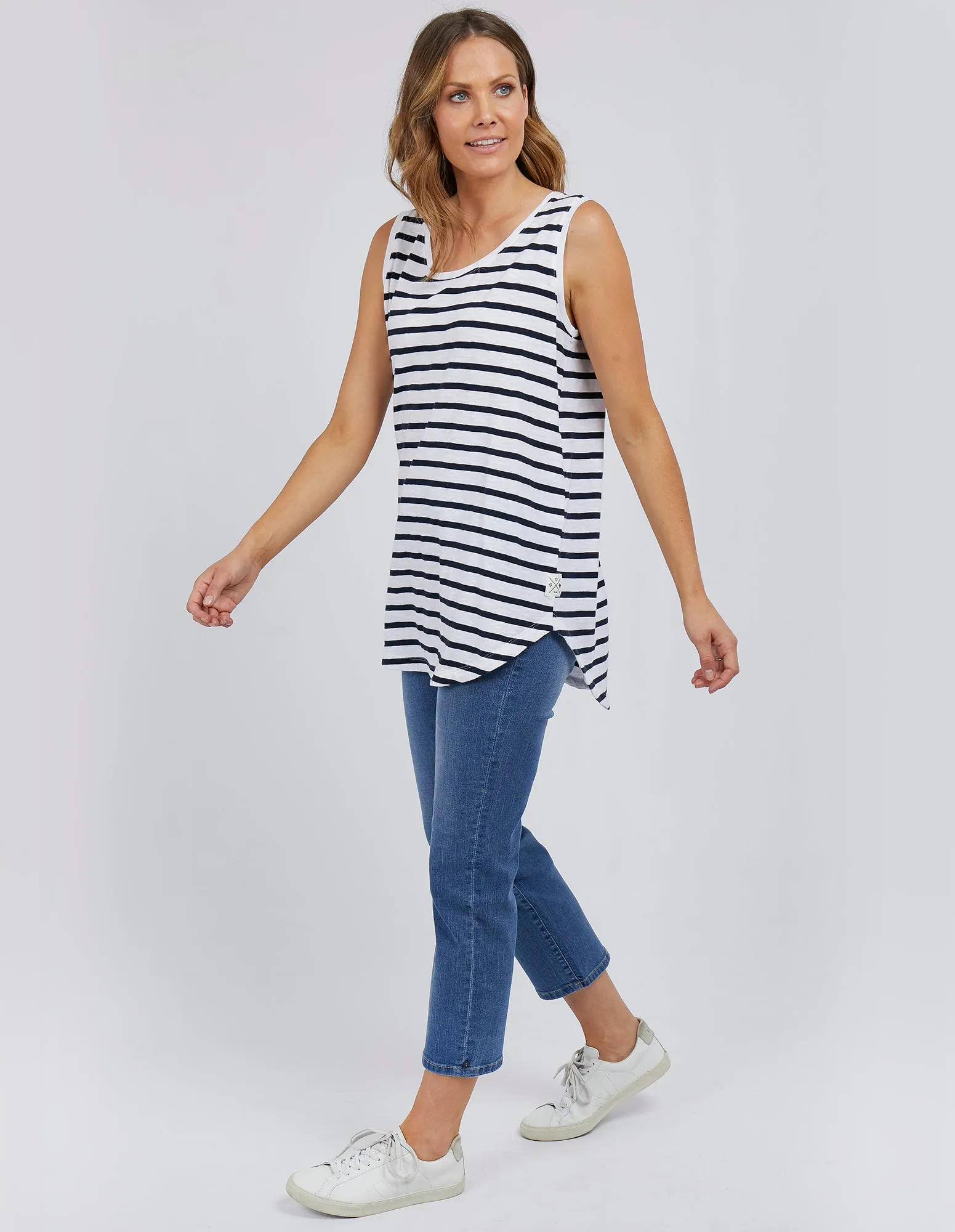 Elm Scoop Tank White & Navy Stripe
