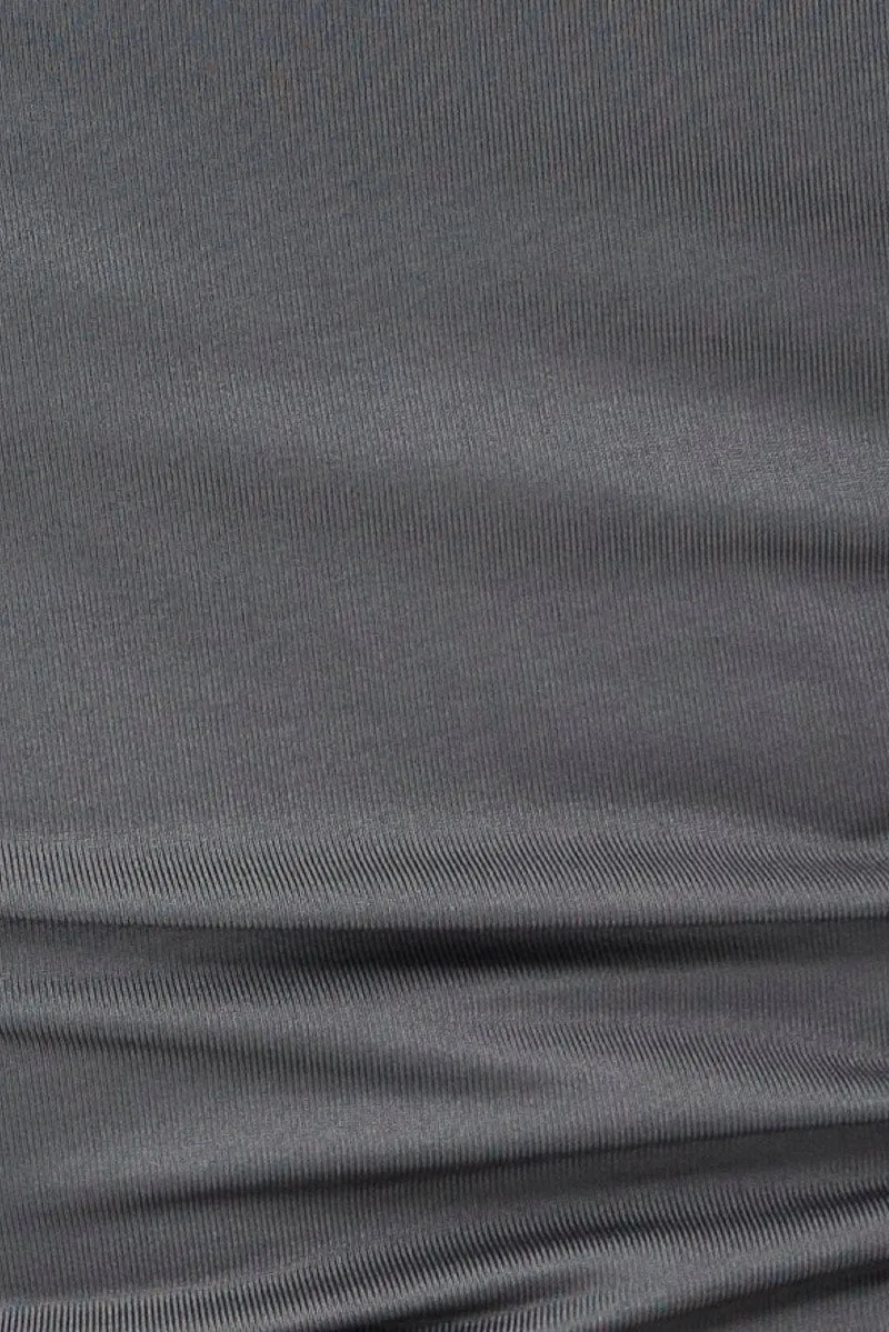 Grey Bralette Crop Top V Neck Keyholes Details