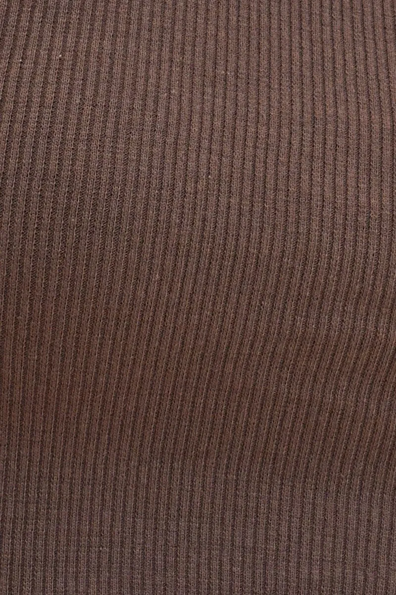 Grey Cropped Tank Cotton Blend Rib Racer Back