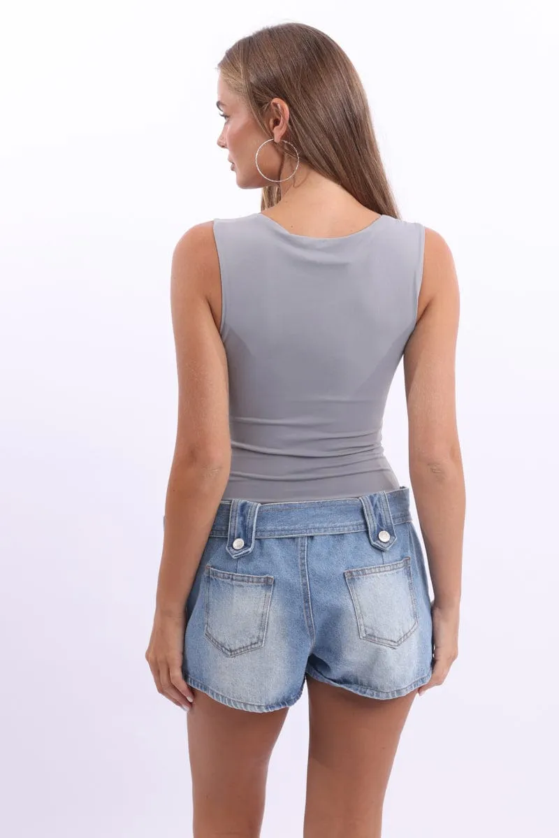 Grey Supersoft Bodysuit Sleeveless