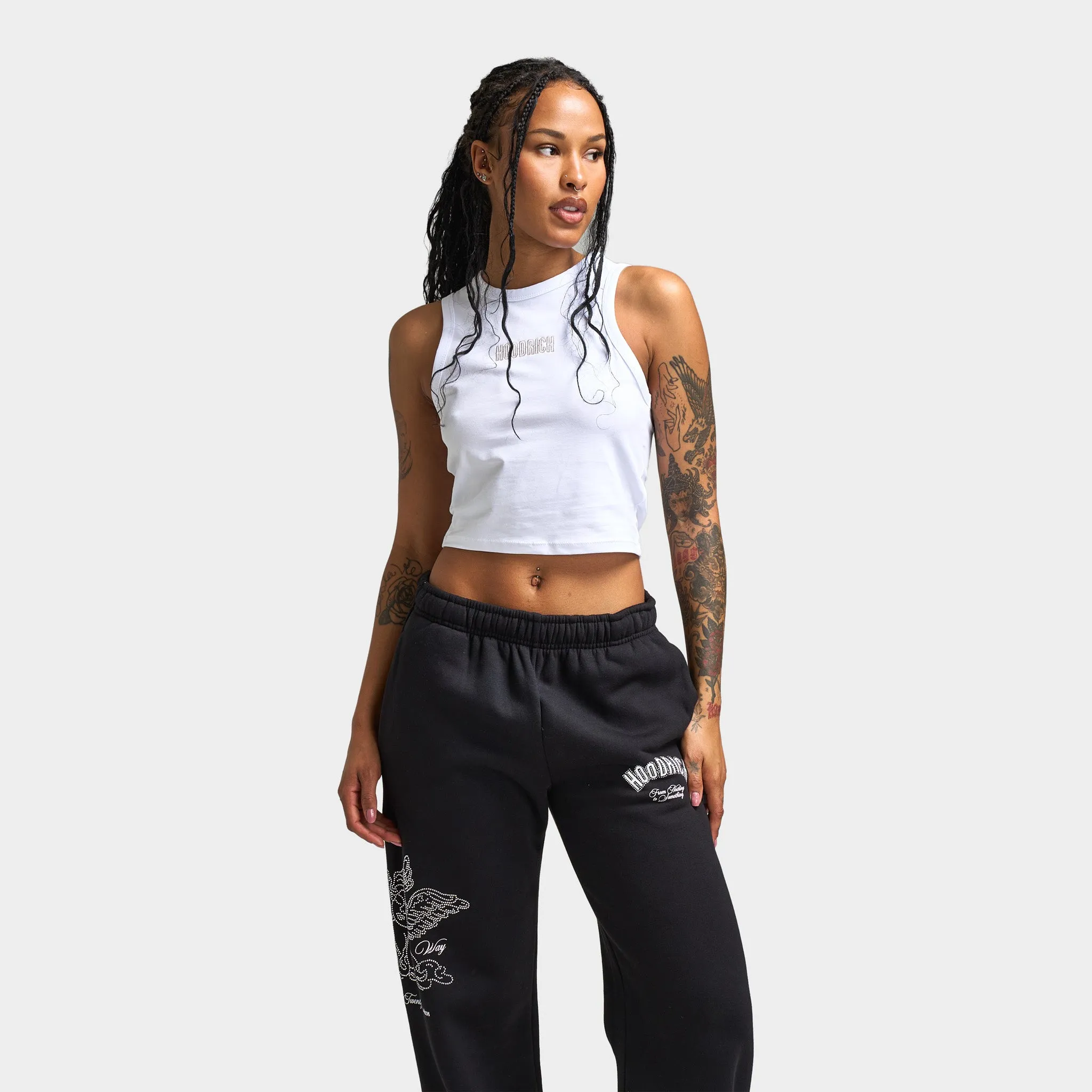 Hoodrich Women's Cosy Racer Tank Top White / Oxford Tan