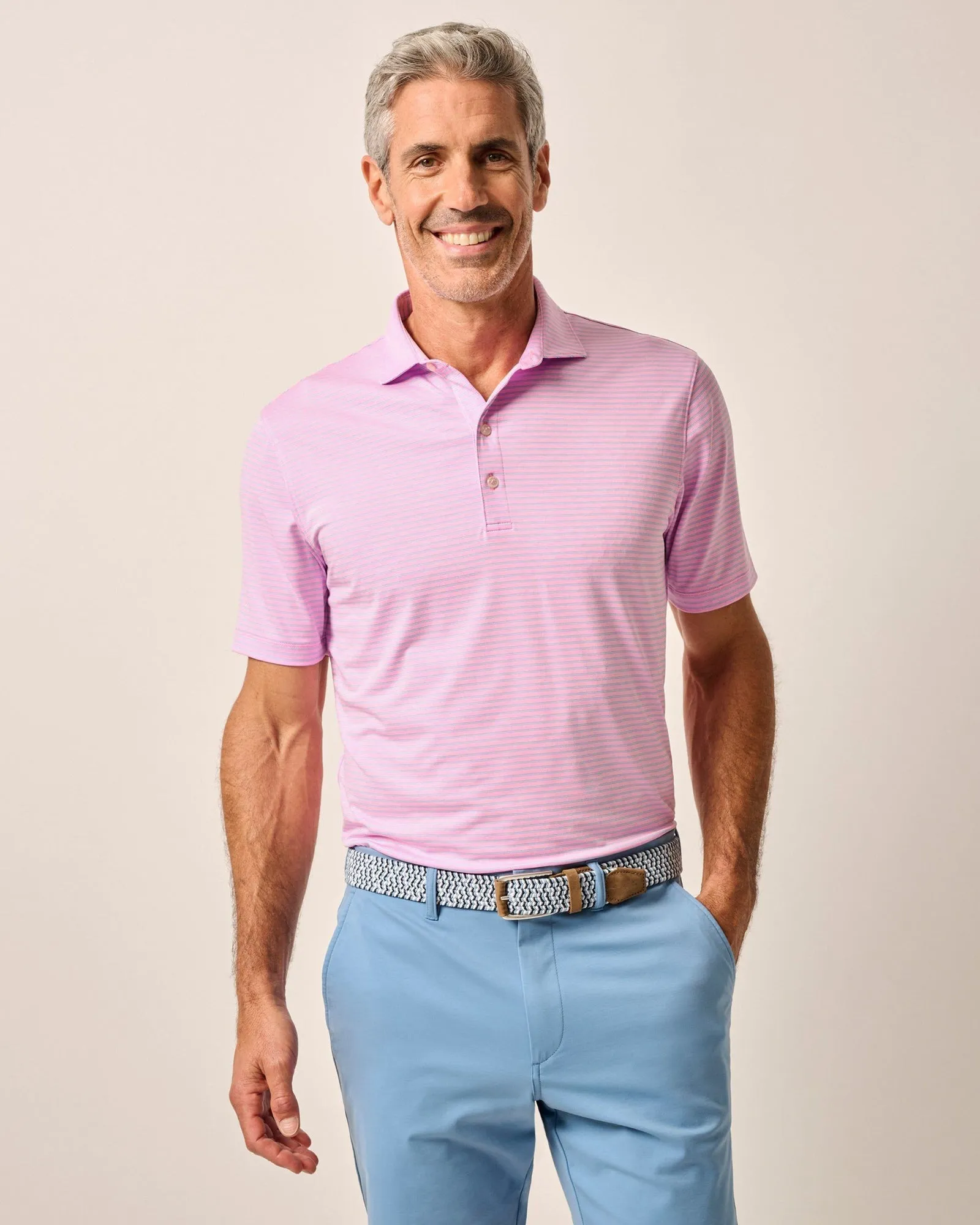 Johnnie-O Men's Michael Striped Jersey Performance Polo
