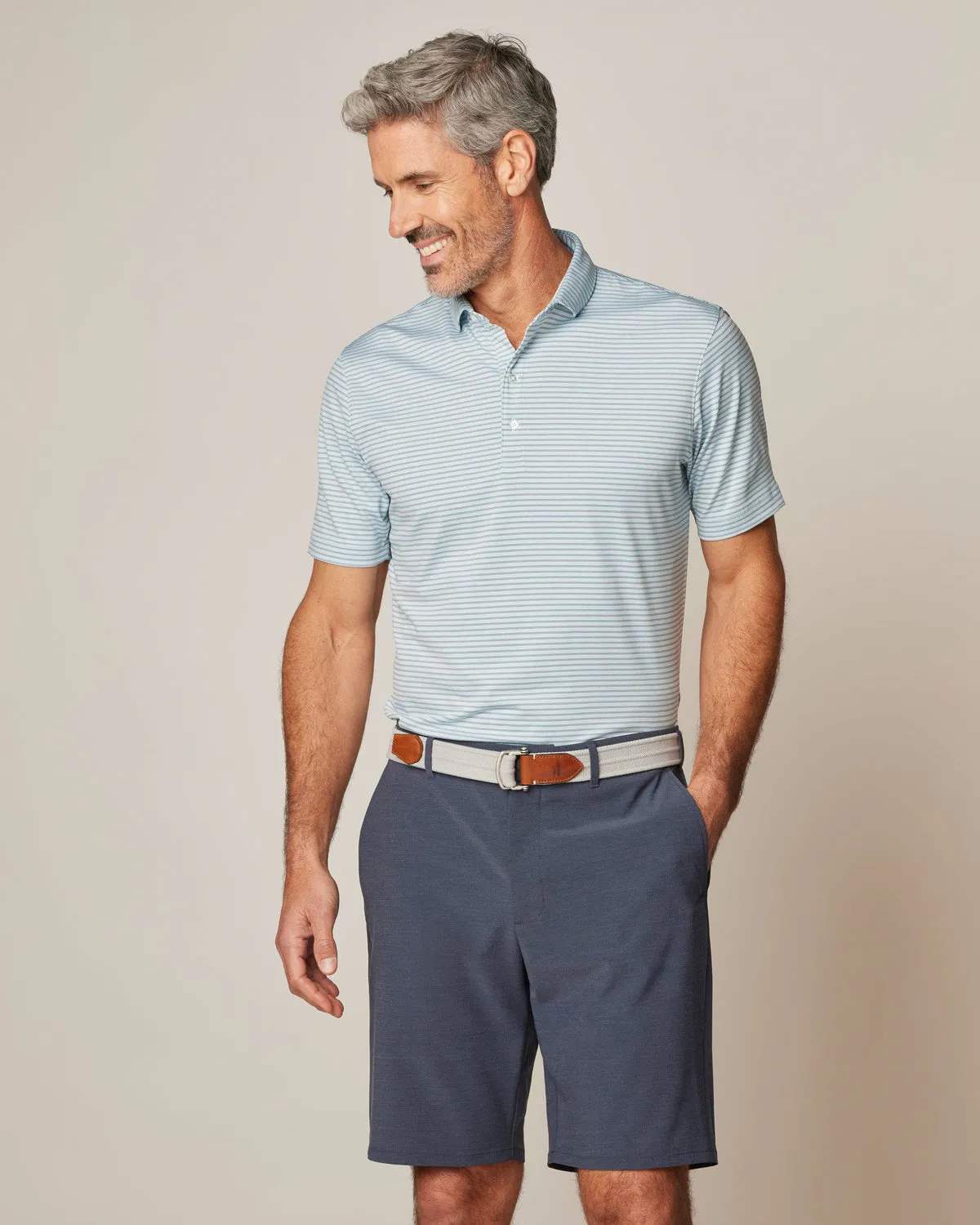 Johnnie-O Men's Michael Striped Jersey Performance Polo