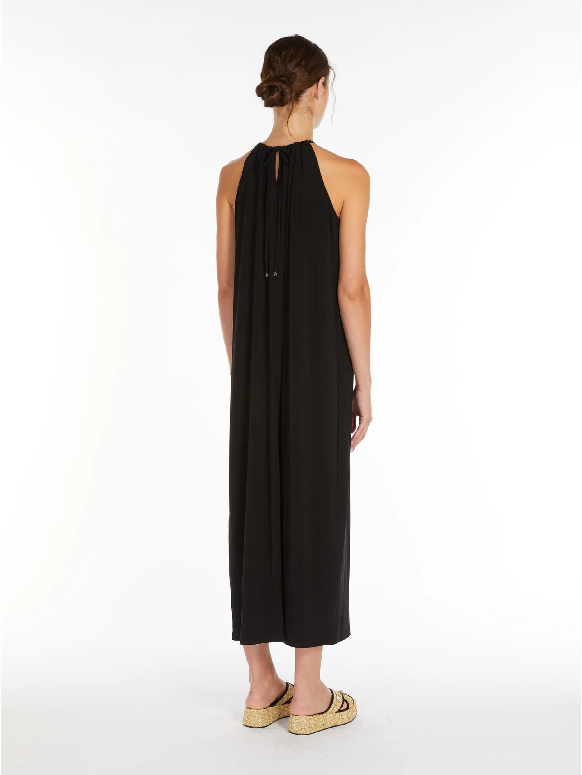 Long Dress with Black Halter Neck
