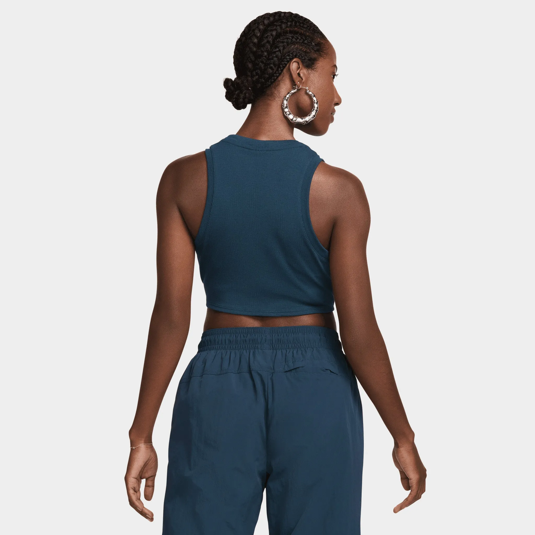 Nike Women's Tight Cropped Mini-Rib Tank Top Armory Navy / Sail