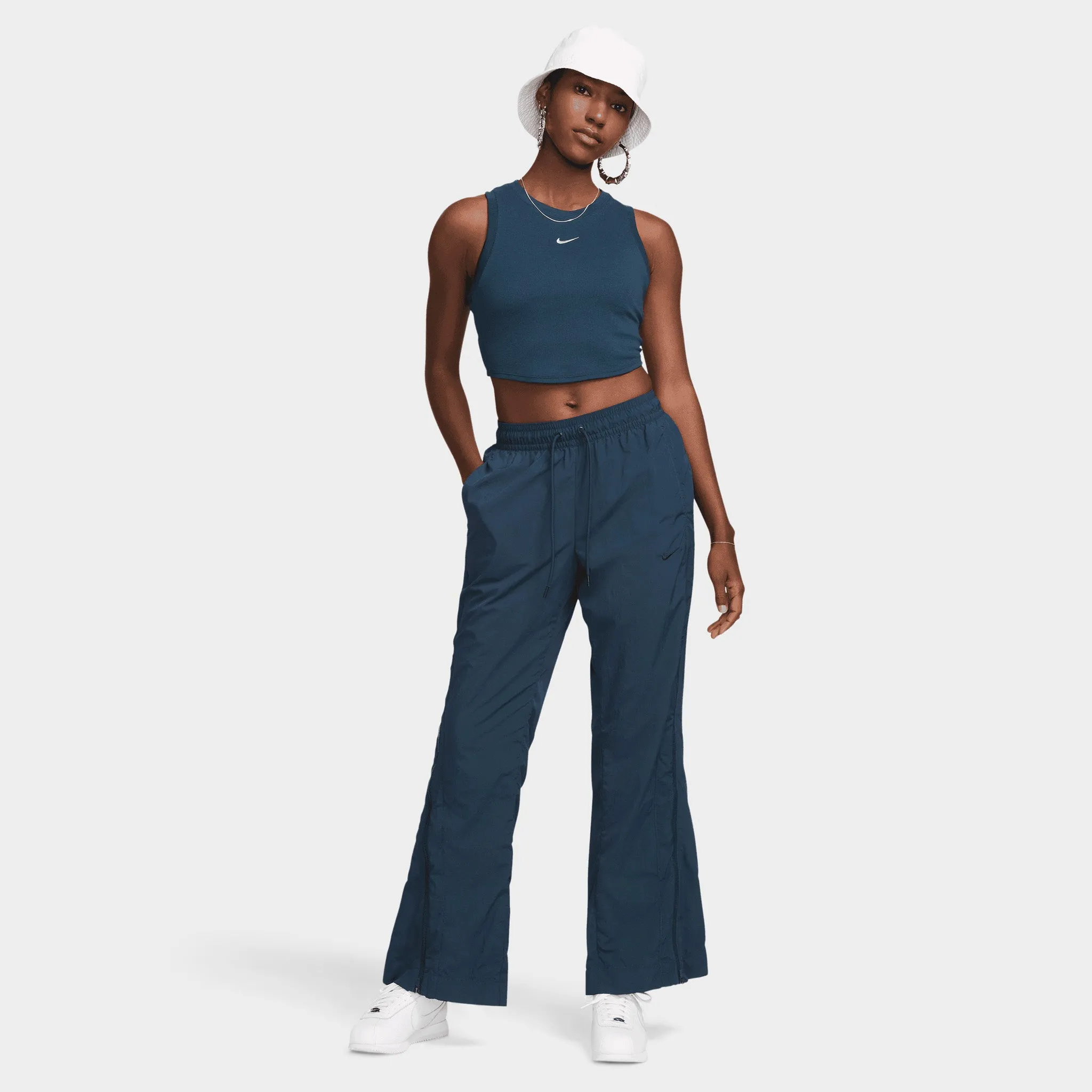 Nike Women's Tight Cropped Mini-Rib Tank Top Armory Navy / Sail