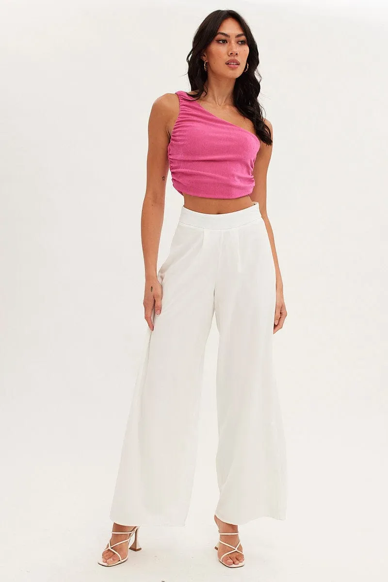 Pink Top One Shoulder Sleeveless Slinky