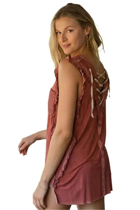 POL Criss-cross Lace-up Open Back Tank Top