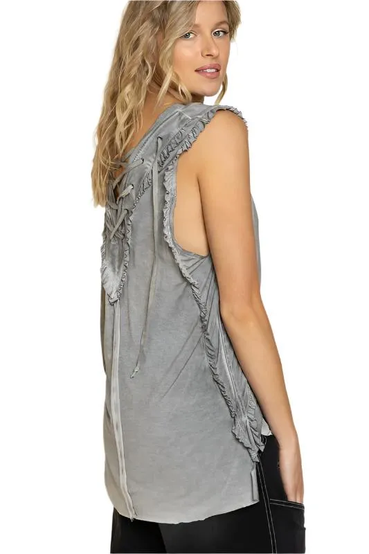 POL Criss-cross Lace-up Open Back Tank Top