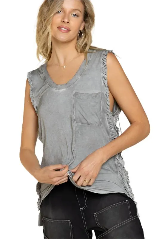 POL Criss-cross Lace-up Open Back Tank Top