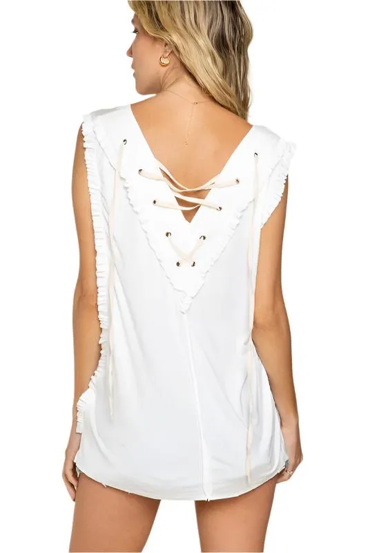 POL Criss-cross Lace-up Open Back Tank Top