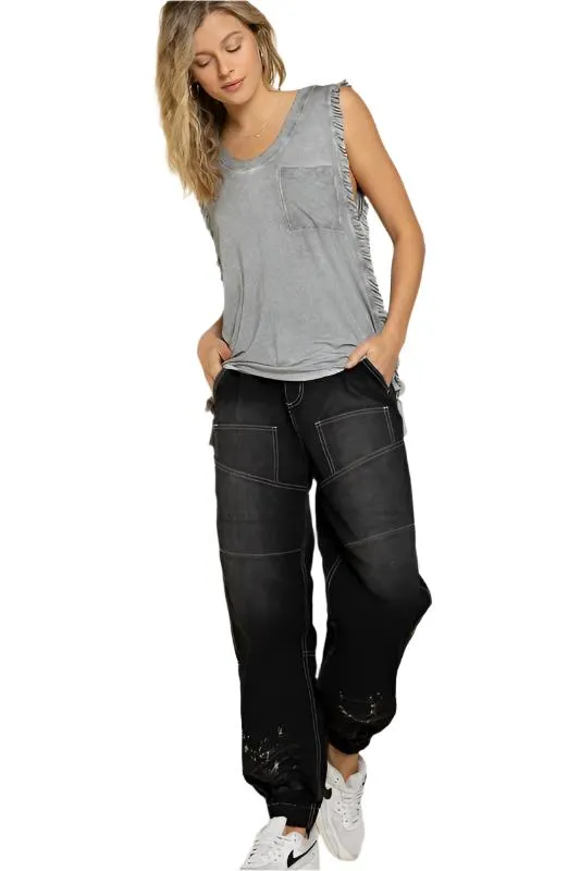 POL Criss-cross Lace-up Open Back Tank Top