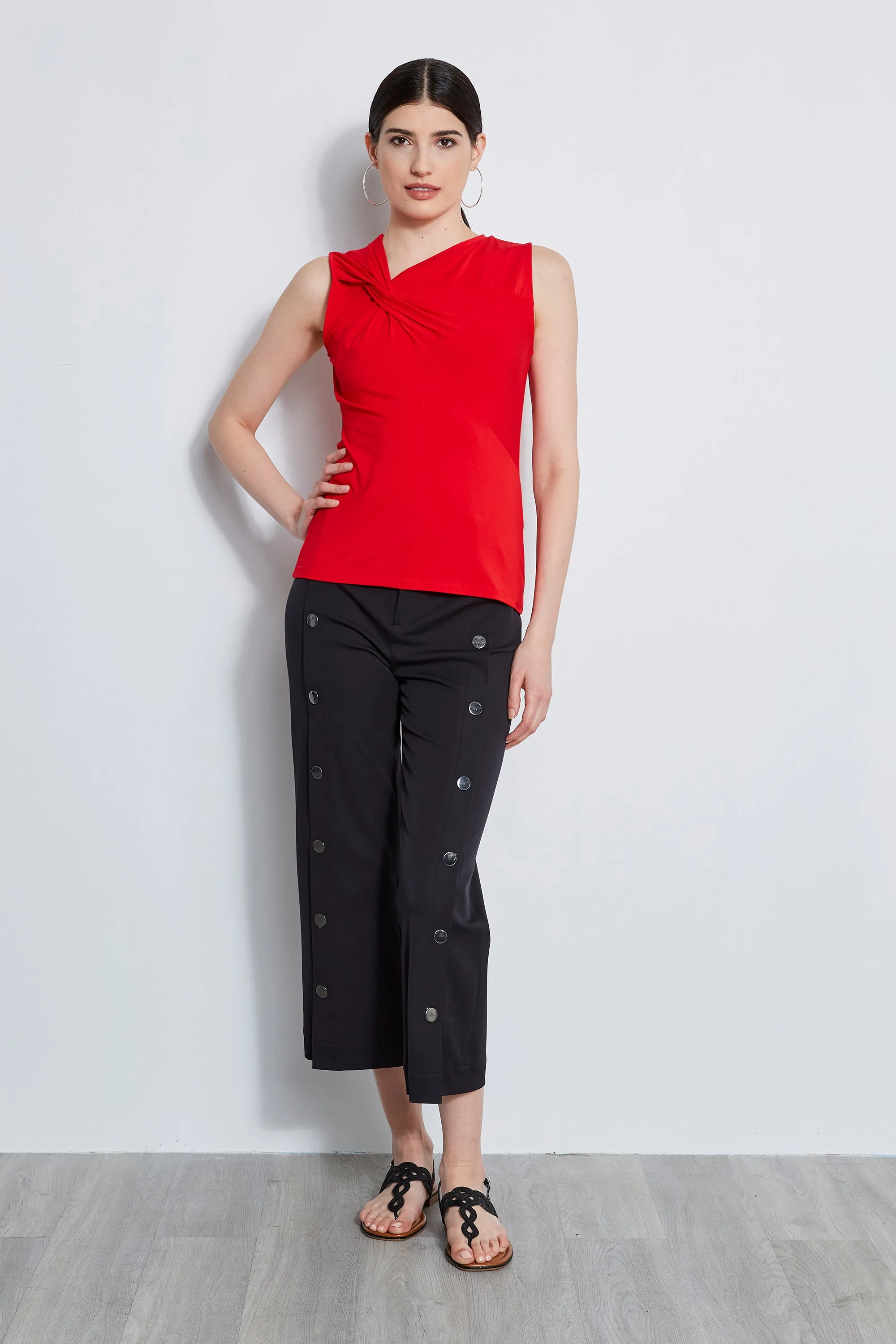 Sleeveless Asymmetric Twist Knit