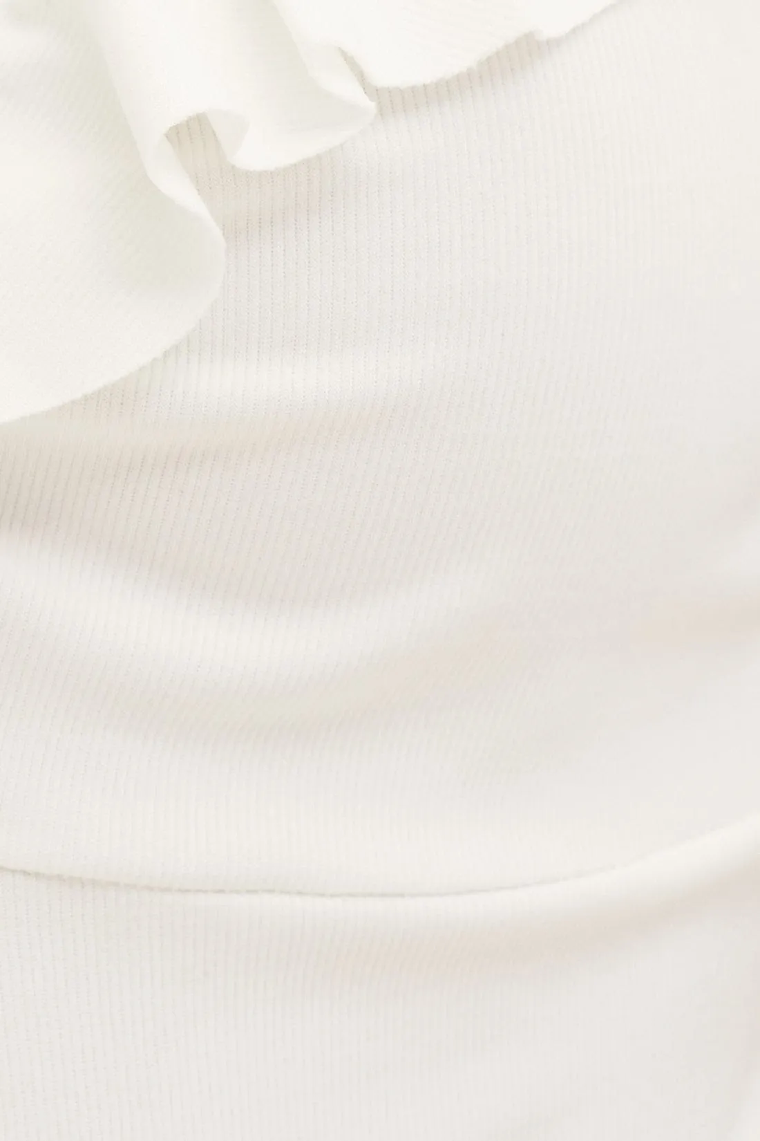 White Jersey Sleeveless Ruffle Tie Front Bodysuit